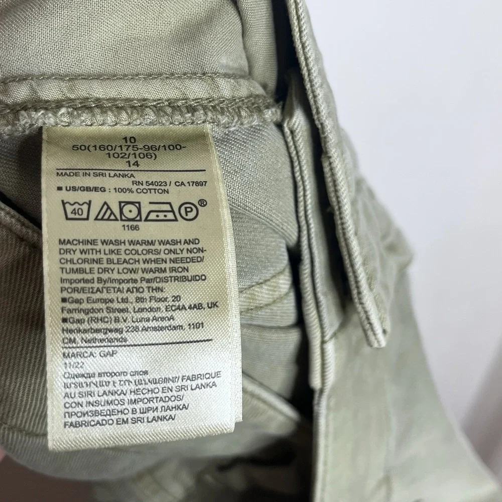 Gap Loose Khaki Cargo Pants Green Womens 10 Baggy Utility Wide Leg Grunge 90s - Picture 6 of 7